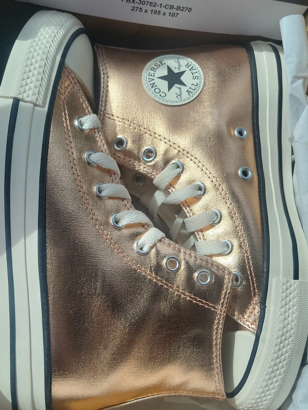 Converse Kids Metallic Rose Gold High Top Sneakers - White Soles